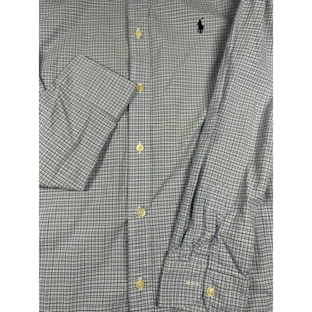 Ralph Lauren Youth XL 18-20 Blue Check Button Down Long Sleeve Shirt Cotton